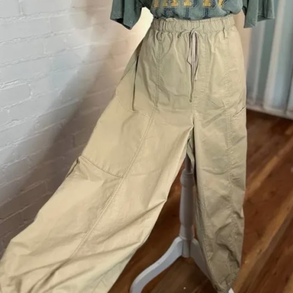 Vanilla Star Beige Tan Cargo Drawstring Pants